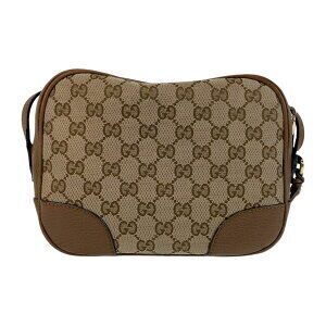 Gucci canvas bag leather GG pouch crossbody shoulder brown